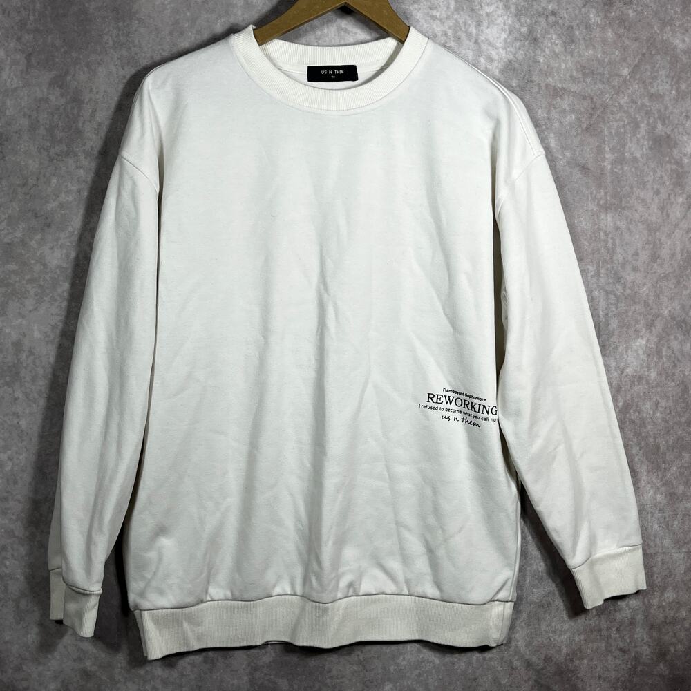 US N Them Sweatshirt Mens Off White Long Sleeves Crew Neck Pullover Athleisure‎
